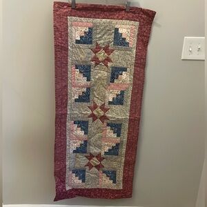 Quilted Wall Hanging Table Runner Handmade 46” x 20” Country